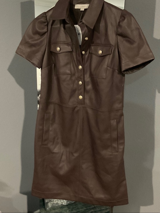 LOFT Dresses & Skirts - Loft Faux Leather Brown Dress